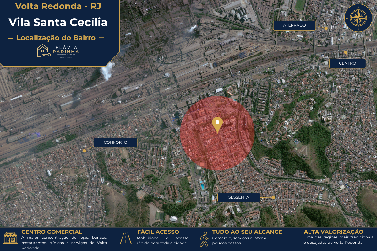 Localização do bairro Vila santa Cecília em Volta Redonda